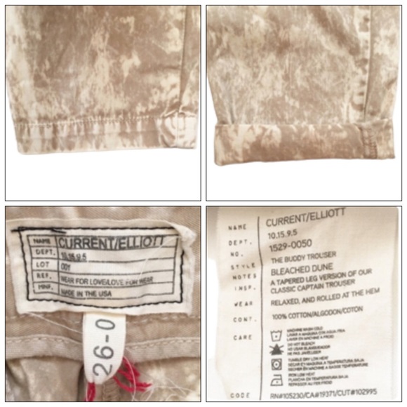 CURRENT / ELLIOTT Classic Crop Taper Leg The Buddy Trousers, Bleached Dune, 26 - Picture 3 of 6